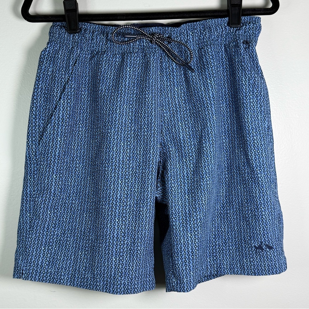 Fish Hippie‎ Co. “Volley Short” Blue Board Shorts with Nautical Stripes - Small